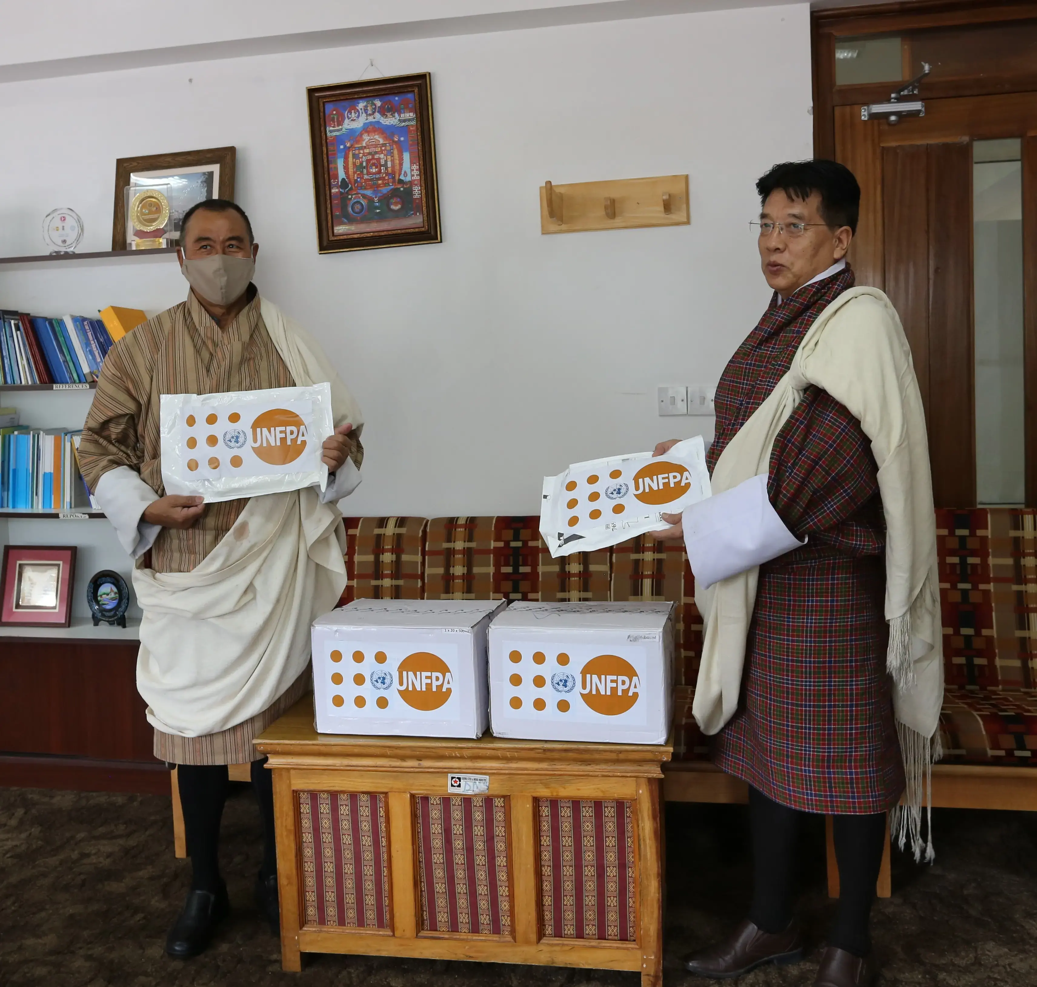 UNFPA Bhutan hands over PPE and Hand Sanitizers to Ministry of Health