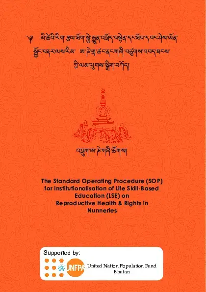 The Standard Operating Procedure (SOP) for Institutionalisation of Life Skill-Based Education (LSE) on Reproductive Health & Rights in Nunneries